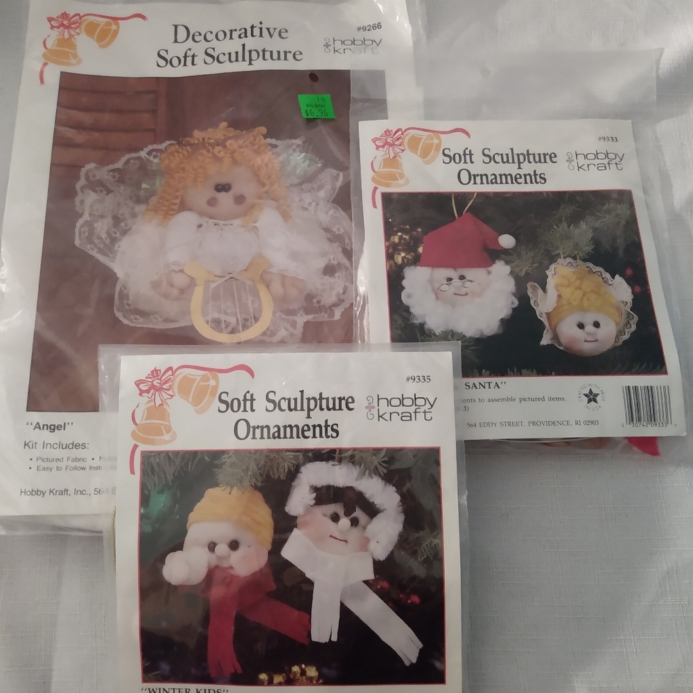 Vintage Hobby Kraft Soft Sculpture Craft Kits (lot of 3) USA #9266, 9335, 9333